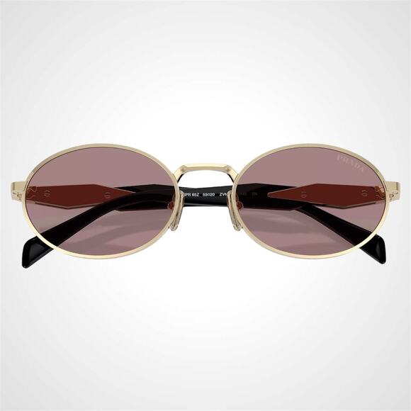 PRADA Sunglasses Gold Metal Oval Symbole PR65ZS ZVN20I Light Brown Purple Lens main image 5